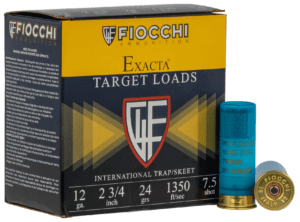 Fiocchi 12IN2475 Exacta Target International Trap & Skeet 12 Gauge 2.75 24 gram 7.5 Shot 25rd Box