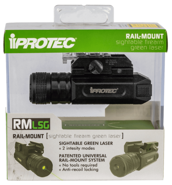 iProtec 6569 RMLSG 2mW Low/5mW High Green Laser with 532nM Wavelength & Black Finish for Rail-Equipped Pistol Rifle & Shotgun (Except Subcompact Variants)