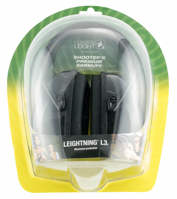 Howard Leight R03318 Leightning L3 Passive Muff 30 dB Over the Head Black Adult 1 Pair