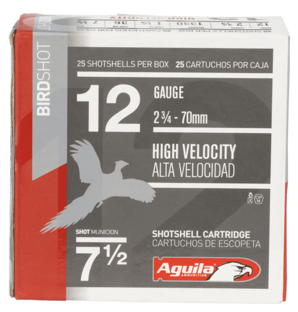 Aguila 1CHB1207 Birdshot High Velocity 12 Gauge 2.75″ 1 1/4 oz 7.5 Shot 25rd Box