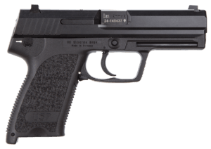 HK 81000307 USP V1 SA/DA 9mm Luger Caliber with 4.25″ Barrel 15+1 Capacity Overall Black Finish Serrated Trigger Guard Frame Serrated Steel Slide & Polymer Grip Includes 2 Mags