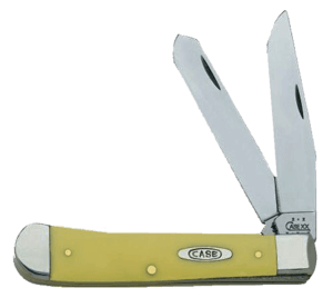 Case 00161 Trapper 3.25″/3.27″ Folding Clip Point/Spey Plain Tumble Polish Chrome Vanadium Steel Blade/Yellow Synthetic Handle