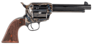 Taylors & Company 550927DE 1873 Cattleman 45 Colt (LC) Caliber with 5.50  Barrel  6rd Capacity Cylinder  Overall White Floral Engraved Finish Steel  Walnut Navy Size Grip & Overall Taylor Polish”