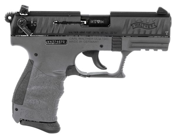 Walther Arms 5120365 P22 CA 22 LR 3.42″ 10+1 Tungsten Gray Black Polymer Grip