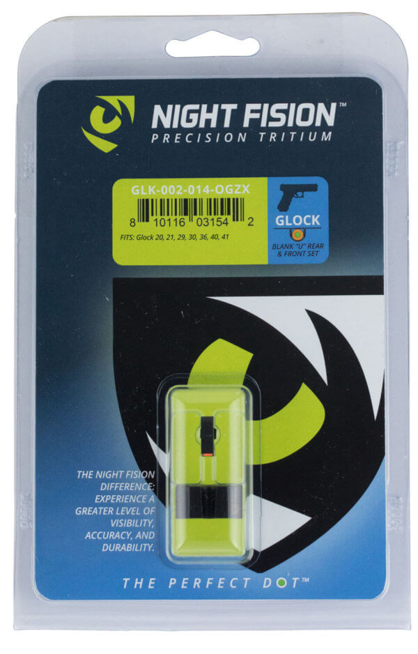 Night Fision GLK002014OGZ Tritium Night Sights For Glock Black | Green Tritium Orange Ring Front Sight Black Rear Sight