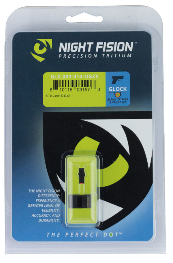 Night Fision GLK003014OGZ Tritium Night Sights For Glock Black | Green Tritium Orange Ring Front Sight Black Rear Sight