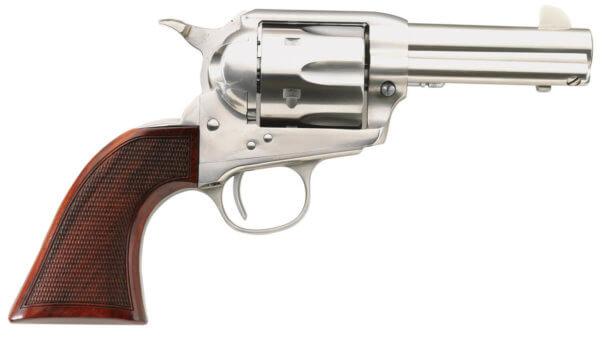 Taylors & Company 550818DE Runnin Iron  45 Colt (LC) Caliber with 3.50 Barrel  6rd Capacity Cylinder  Overall Stainless Steel Finish   Checkered Walnut Grip & Overall Taylor Polish”