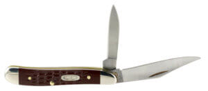 Case 00046 Peanut 2.10″/1.53″ Folding Clip/Pen Plain As-Ground Tru-Sharp SS Blade/Brown Jigged Synthetic Handle