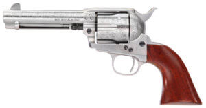 Taylors & Company 550928 1873 Cattleman 357 Mag Caliber with 4.75 Barrel  6rd Capacity Cylinder  Overall White Floral Engraved Finish Steel & Walnut Grip”