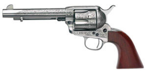 Taylors & Company 200061 1873 Cattle Brand 45 Colt (LC) Caliber with 5.50 Barrel  6rd Capacity Cylinder  Overall Nickel-Plated Engraved Finish Steel & Ivory Synthetic Grip”