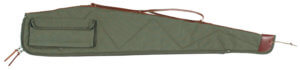 Bob Allen 14535 Canvas Shotgun Case made of Canvas with Green Finish Leather Strap & Sling Quilted Flannel Lining with Batting & Self-Repairing Nylon Zipper 52″ L