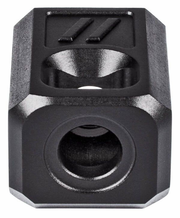 ZEV COMPPROV2B Pro V2 Compensator Black Hardcoat Anodized Aluminum  1/2-28 tpi Threads  9mm Luger Compatible w/Glock 19″