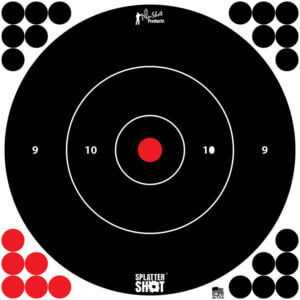 Pro-Shot 12BWHTETG12P SplatterShot 12″ Bullseye Hanging Tagboard Black/Red Impact Enhancement White 12 PK