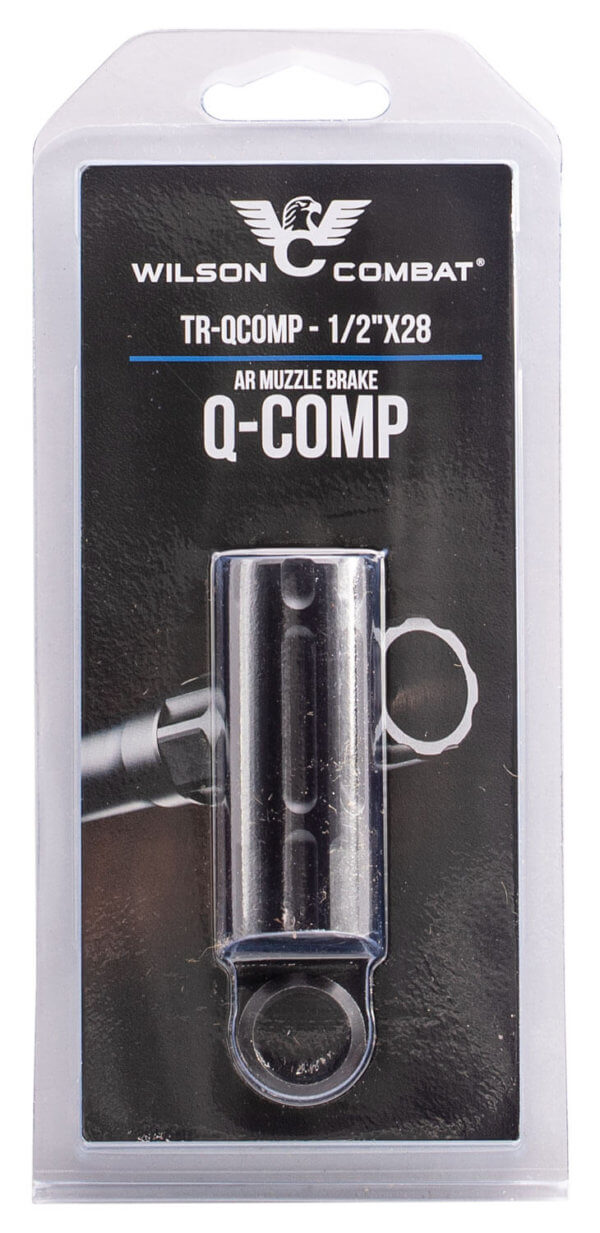 Wilson Combat TRQCOMP12X28 Q-Comp Muzzle Brake Black Melonite QPQ Steel with 1/2-28 tpi Threads  2.20″ OAL & .875″ Diameter for 5.56x45mm NATO AR-Platform”