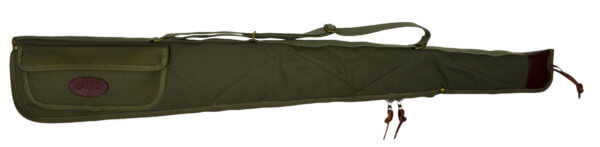 Boyt Harness OGC97PL09 Alaskan Shotgun Case made of Waxed Canvas with OD Green Finish  Quilted Flannel Lining  Brass Hardware & Heavy-Duty Web Sling & Spine 48″ L