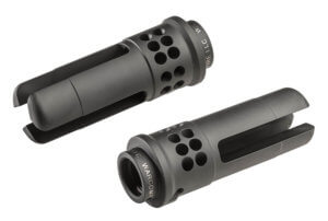 Surefire WARCOMP5561228 Warcomp 5.56mm Flash Hider with Open Tine 1/2″-28 tpi Black Stainless Steel