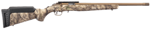 Ruger 8373 American Rimfire 22 WMR Caliber with 9+1 Capacity, 18″ Threaded Barrel, Bronze Cerakote Metal Finish & GoWild Camo I-M Brush Synthetic Stock Right Hand (Full Size)
