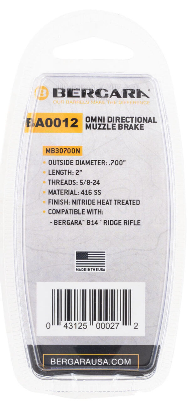 Bergara Rifles BA0012 Omni #2 Directional Muzzle Brake  5/8-24 tpi  .700″ Diameter  30 Cal”