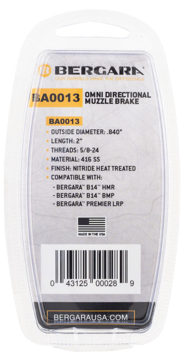 Bergara Rifles BA0013 Omni #3 Directional Muzzle Brake  5/8-24 tpi  .840″ Diameter  30 Cal”