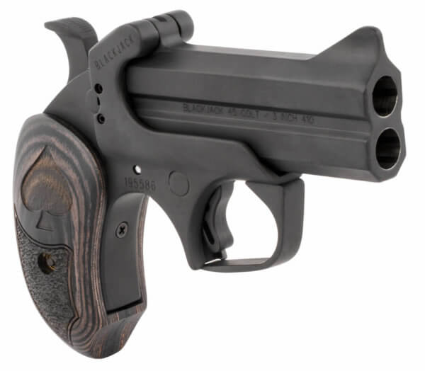 Bond Arms BABJ Black Jack 45 Colt (LC) 410 Gauge 2rd Shot 3.50″ Black Black Steel Frame Black Ash Grips Features Silver Spade Above Hinge