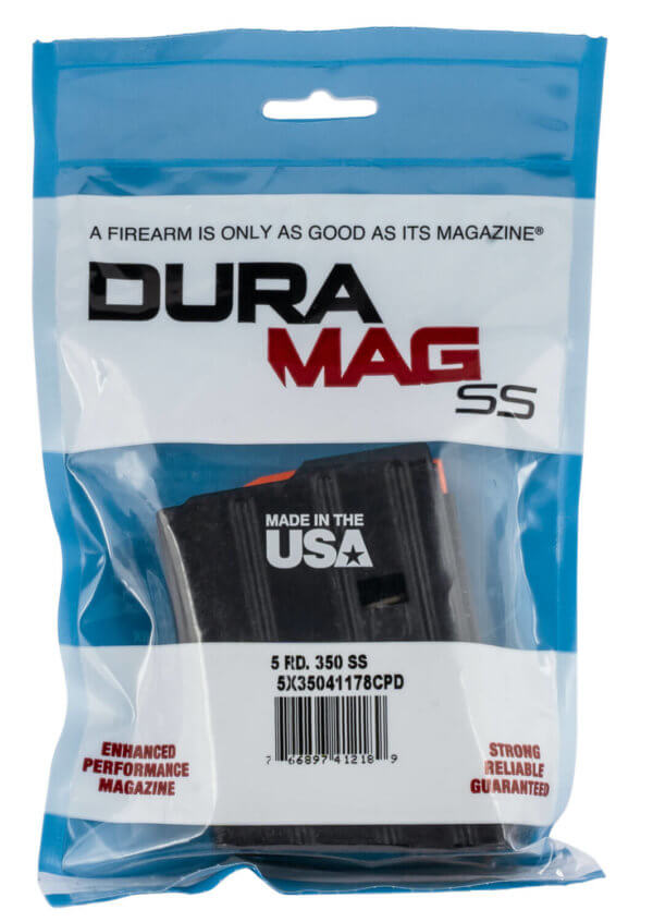 DuraMag 5X35041178CPD SS Replacement Magazine Black with Black Follower Detachable 5rd 350 Legend for AR-15