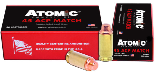 Atomic Ammunition 448 Match Precision Craft 45 ACP 185 gr Semi Wadcutter (SWC) 50rd Box