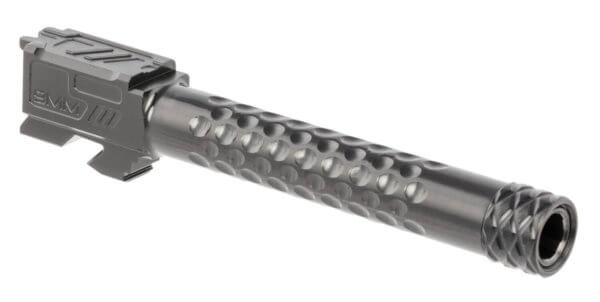 ZEV BBL17OPTTHDLC Optimized Match Replacement Barrel 9mm Luger 4.49″ Black DLC Finish 416R Stainless Steel Material with Dimples & Threading for Glock 17 Gen1-4