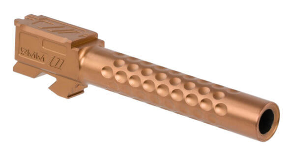 ZEV BBL17OPTBRZ Optimized Match Replacement Barrel 9mm Luger 4.49″ Bronze PVD Finish 416R Stainless Steel Material with Dimples for Glock 17 Gen1-4
