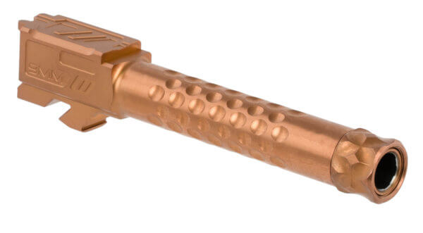 ZEV BBL19OPTTHBRZ Optimized Match Replacement Barrel 9mm Luger 4.02″ Bronze DLC Finish 416R Stainless Steel Material with Dimples & Threading for Glock 19 Gen1-4