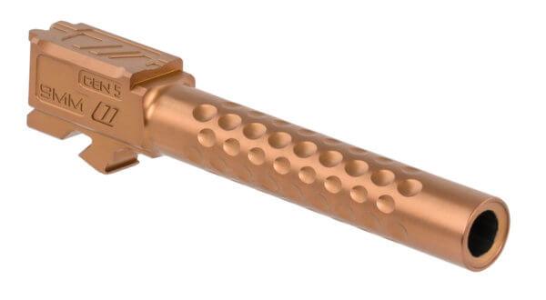 ZEV BBL17OPT5GBRZ Optimized Match Replacement Barrel 9mm Luger 4.49″ Bronze PVD Finish 416R Stainless Steel Material with Dimples for Glock 17 Gen5