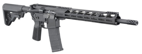 Ruger 8542 AR-556 5.56x45mm NATO 16.10″ 30+1 Black Hard Coat Anodized Adjustable B5 Bravo Stock Black B5 Grip