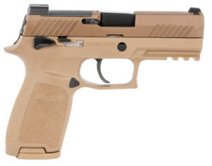 Sig Sauer 320CA9M18MS10 P320 Carry *MA Compliant 9mm Luger 3.90″ 10+1 Coyote PVD Stainless Steel Black Polymer Grip