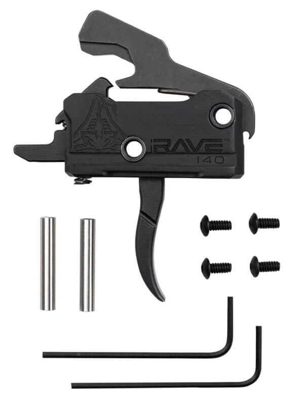 Rise Armament T017BLK RA-140 Super Sporting Single-Stage Curved Trigger with 3.50 lbs Draw Weight & Black Hardcoat Anodized Finish for AR-Platform Right
