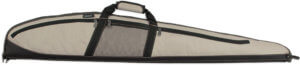 Bulldog BD225 Plus Shotgun Case made of Water-Resistant Nylon with Taupe Finish & Black Trim Padding 3 Exterior Pockets & Full Length Zipper 52″ L x 1.50″ W x 9″ H Exterior Dimensions