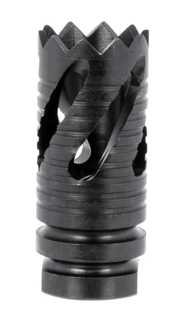 TacFire MZ10219MM Thread Crown Muzzle Brake Black Oxide Steel with 1/2-36 tpi Threads  2.05″ OAL & 0.87″ Diameter for 9mm Luger AR-Platform”