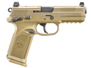 FN 66100223 FNX Tactical 45 ACP 4.50″ Barrel 10+1 Flat Dark Earth Polymer Frame With Mounting Rail & Serrated Trigger Guard Optic Cut FDE Stainless Steel Slide Ambidextrous Safety Optics Ready