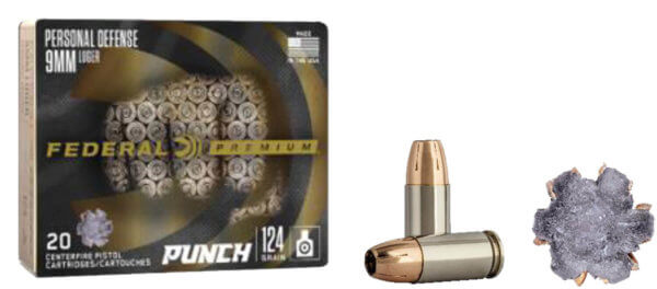 Federal PD9P1 Premium Punch 9mm Luger 124 gr Jacketed Hollow Point (JHP) 20rd Box