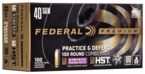 Federal P40HST1TM100 Premium Practice & Defend 40 S&W 180 gr 1010 fps HST JHP Syntech TSJ 100 Bx/ 5 Case
