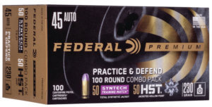 Federal P45HST2TM100 Practice & Defend 45 ACP 230 gr HST/Synthetic 100rd Box