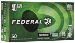 Federal BC40CT1 BallistiClean Reduced Hazard Training 40 S&W 125 gr Lead-Free Frangible 50rd Box