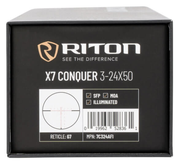 Riton Optics 7C324AFI 7 Conquer Black Anodized 3-24x50mm 34mm Tube Illuminated G7 Reticle