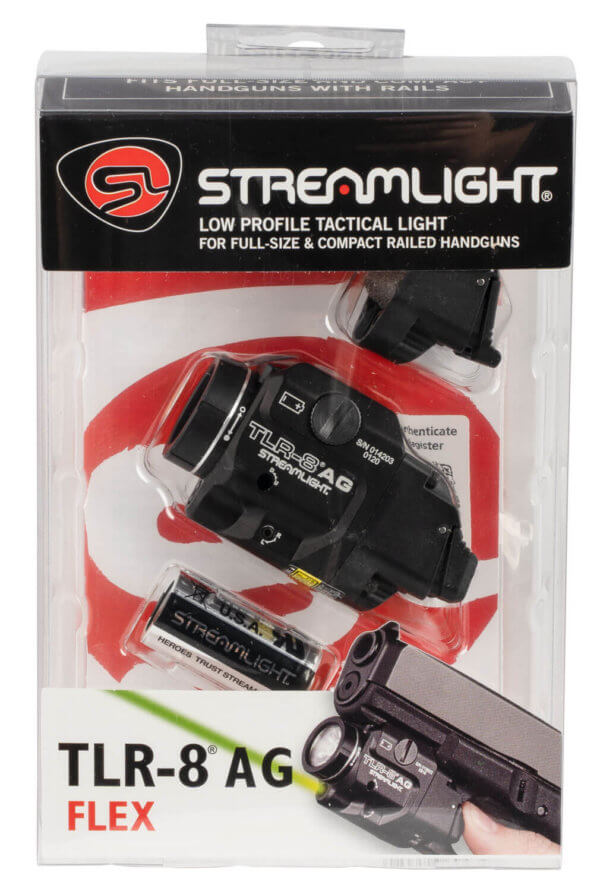 Streamlight 69414 TLR-8 A Weapon Light w/Laser Black Anodized Aluminum For Handgun 500 Lumens White LED Bulb Red Laser 140 Meters Beam
