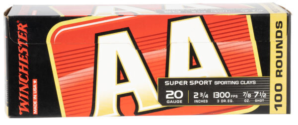 Winchester Ammo AASC207VP AA Sporting Clay 20 Gauge 2.75″ 7/8 oz 1300 fps 7.5 Shot 100rd Box (Value Pack)