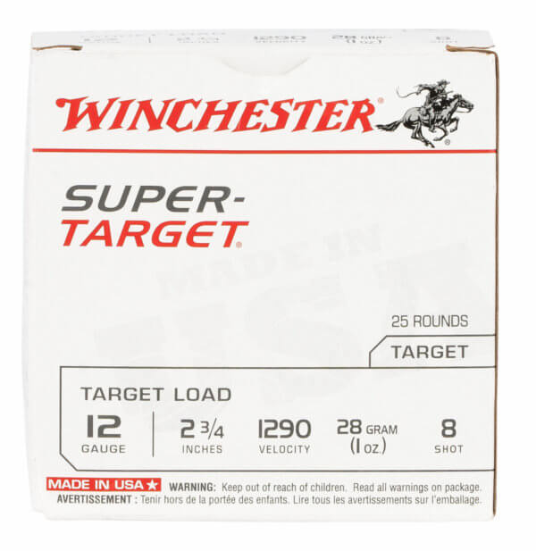 Winchester Ammo TRGT12908 Super-Target Light Target 12 Gauge 2.75″ 1 oz 1290 fps 8 Shot 25rd Box