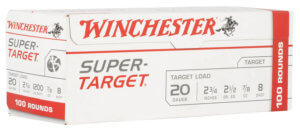 Winchester Ammo TRGT208VP Super-Target 20 Gauge 2.75″ 7/8 oz 1200 fps 8 Shot 100rd Box (Value Pack)