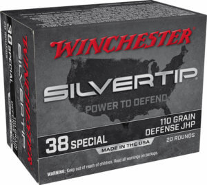 Winchester Ammo W38ST Silvertip Defense 38 Special 110 gr Silvertip Jacket Hollow Point 20rd Box