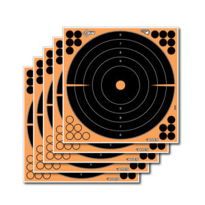 EZ-Aim 15317 Splash Reactive Target Self-Adhesive Paper Black/Orange Bullseye Includes Pasters 5 Pack