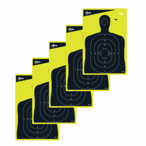 EZ-Aim 15330 Splash Reactive Target Silhouette Paper Hanging 12″ x 18″ Black/Yellow 5 Pack