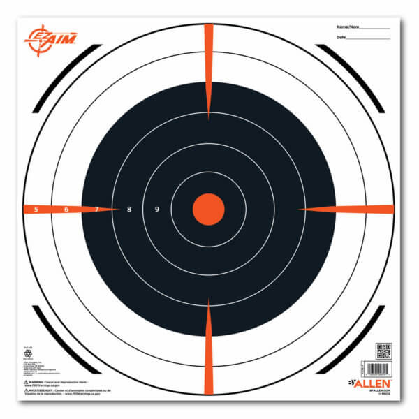 EZ-Aim 15334 High-Quality Paper Bullseye Black 12″x12″ White 13 Pack