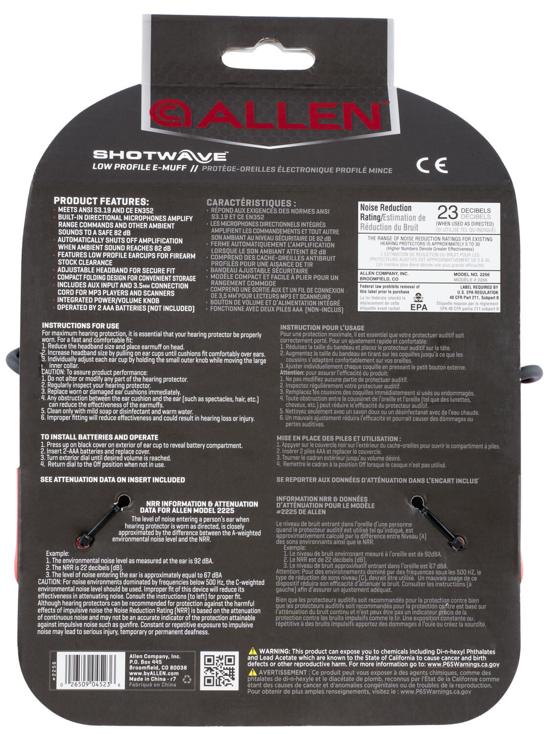 Allen 2256 Shotwave Lo-Profile Muff Polymer 23 dB Over the Head Black/Green  Adult – GunStuff